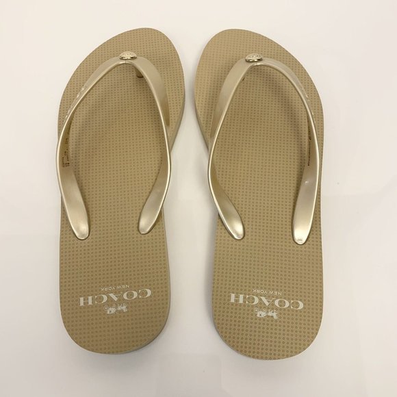 Coach Coh Gold Flip Flop Size 7 - Picture 4 of 6